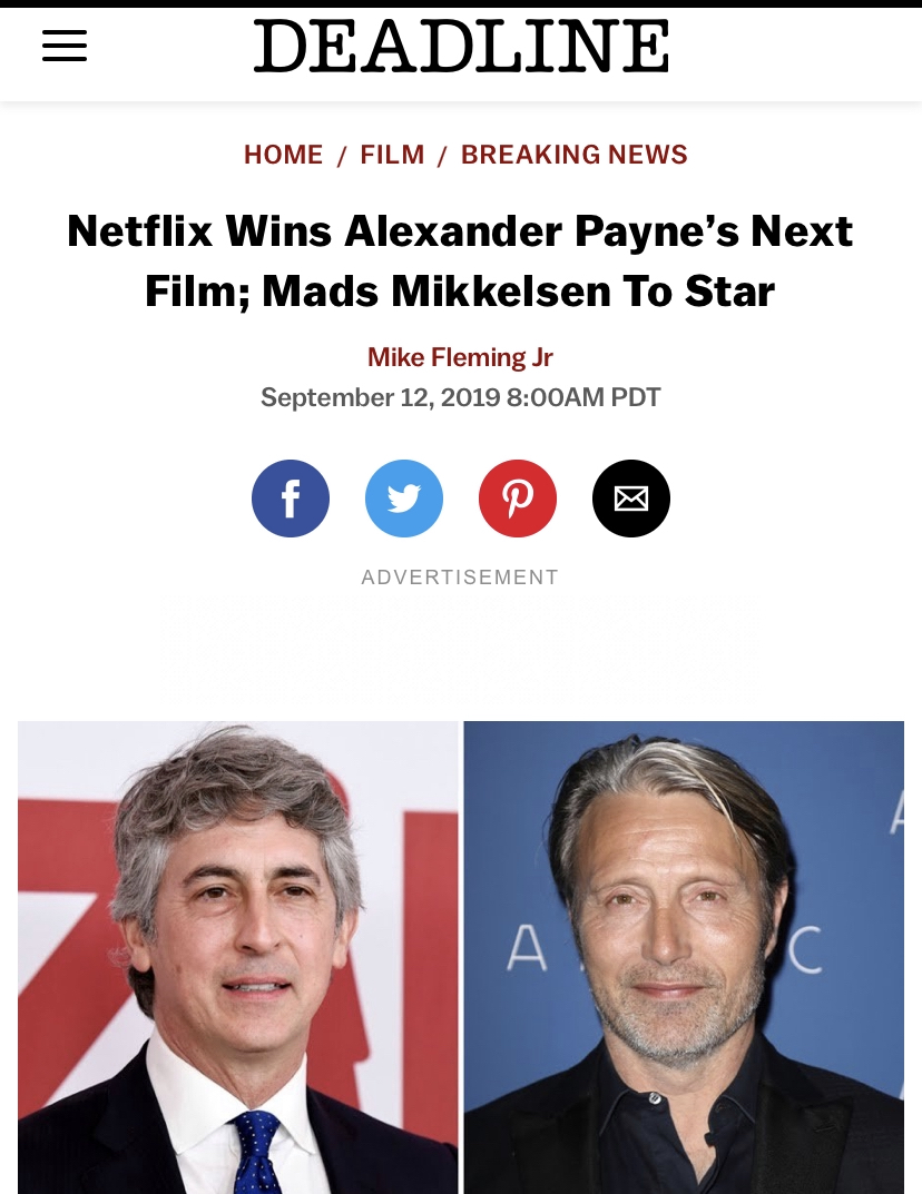 Netflix wins Alexander Payne's Next Film; Mads Mikkelsen to star